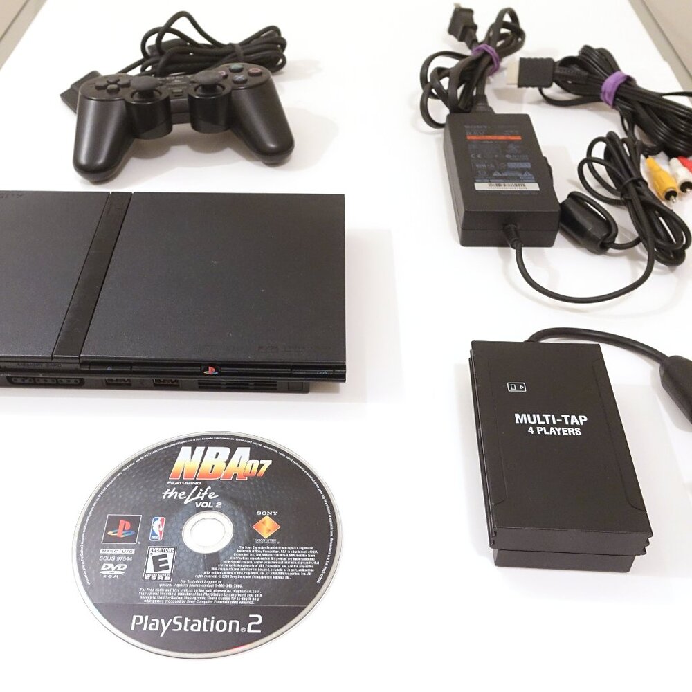 Sony PlayStation 2 Slim PS2 Console System Bundle w/Extras SCPH-77001 Tested